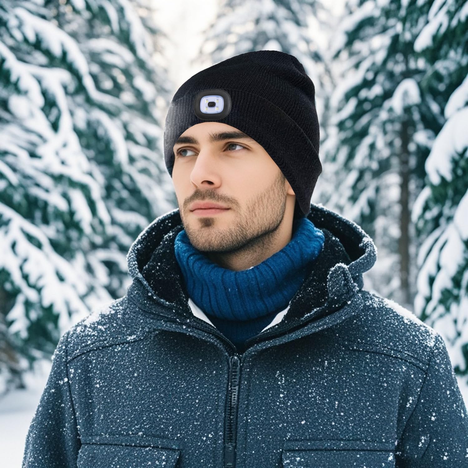 COTOP Cappello Uomo Illuminato Berretto 4 LED, Cappello con Luce LED Cappello Uomo Donna Invernali Berretto a 3 Livelli di luminosit LED Beanie cap per Alpinismo Campeggio