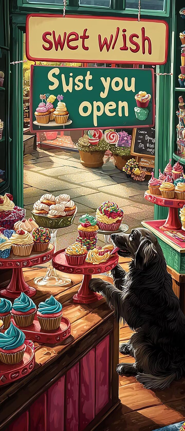 Malen Nach Zahlen 50x150cm Leinwand Kuchenhaus Malen Nach Zahlen Erwachsene mit Ohne Rahmen, DIY Kreativ Set für Erwachsene mit Pinseln und Acrylfarbe, Zimmer Deko Hund Landschaft Geschenk, P0M-695