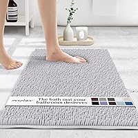 Vista 11 de MAYSHINE Tapete de baño de felpilla de chenilla Extra suave, súper absorbente, antideslizante Alfombra de microfibra esponjosa