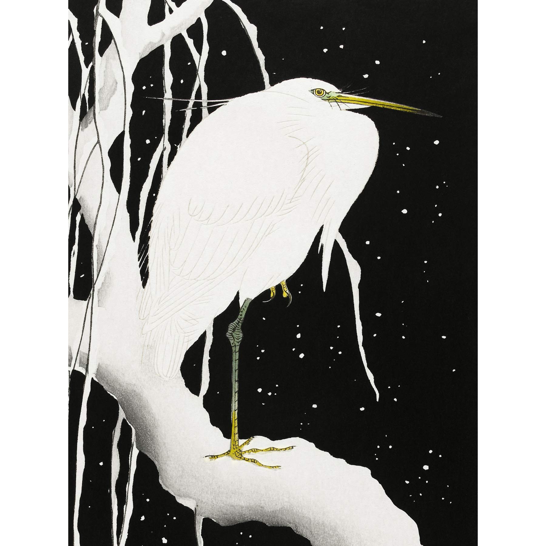Artery8 Ohara Koson Heron In Snow Japanese Painting Premium Wall Art Canvas Print 18X24 Inch