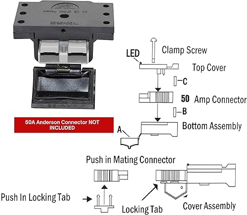 Miniatura 7 de Trailer Vision Cajas de batería de 50 A de montaje de cubierta protectora de conector rápido para calibre 6-12 AWG 50 Amp Anderson Plug Assembly -