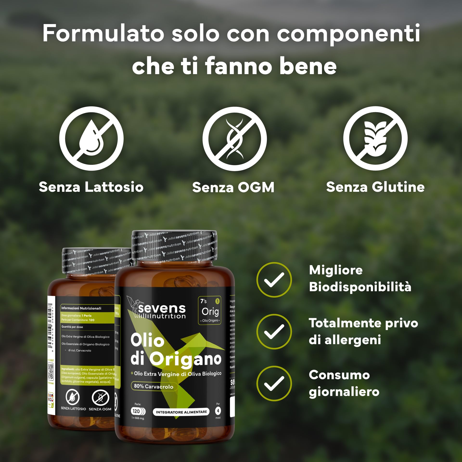 Olio di Origano Capsule - 160 mg Carvacrolo - 120 Capsule di Olio di Origano Puro - Con Olio Extravergine di Oliva Biologico per un Migliore Assorbimento - Softgel - Supporto del Sistema Immunitario