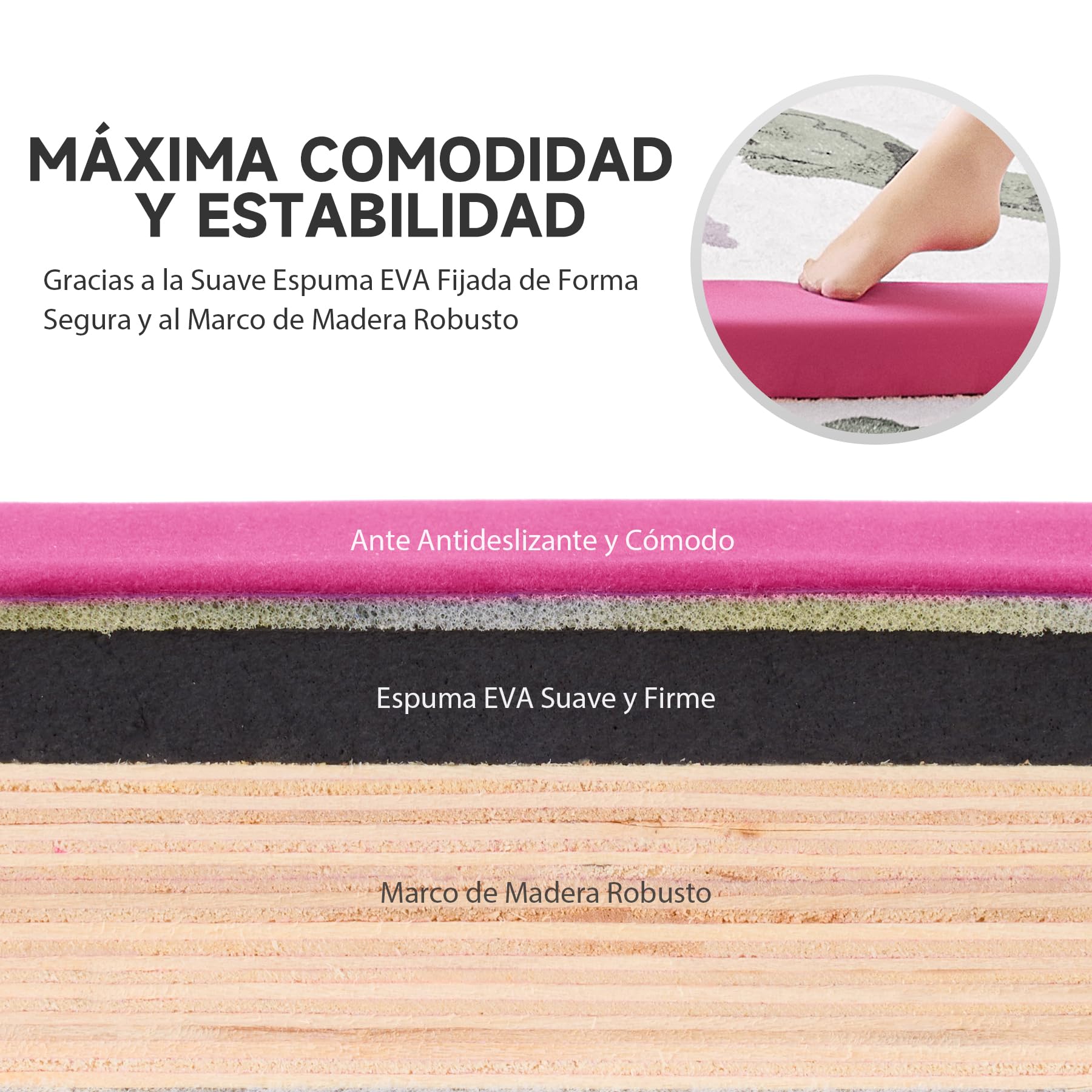 ZELUS 240cm Plegable Viga de Equilibrio Gimnasia Barra de Equilibrio Antideslizante