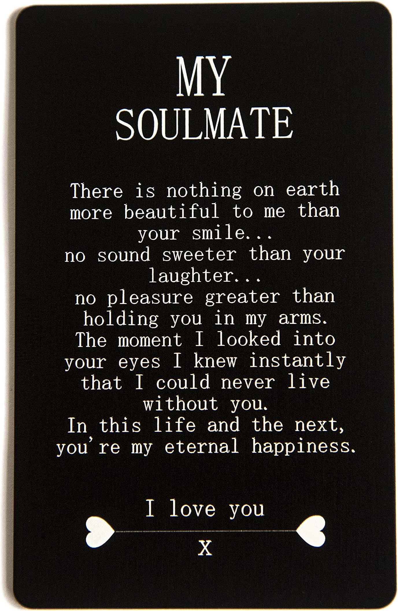 Engravity Gifts My Soul Mate Quote Wallet Card Insert Love Gift For Him/Her Valentines With Heart Cut Out