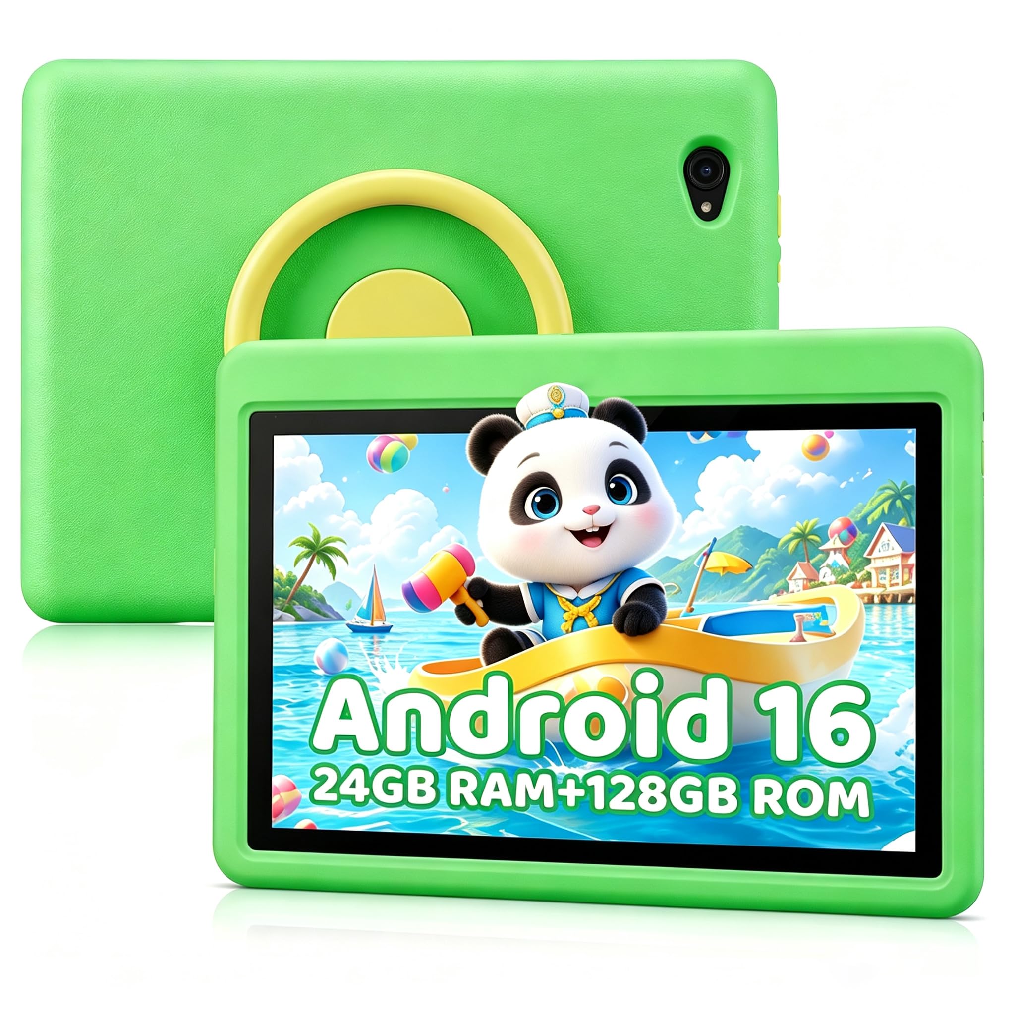NIDUBIO Tablet per Bambini 10 Pollici Android 16 Pollici, 24 GB 1 TB TF, Controllo Parentale, Fotocamera 8 MP, 6000 mAh, WiFi 6/BT 5.4, Tablet con Custodia Protettiva (verde)