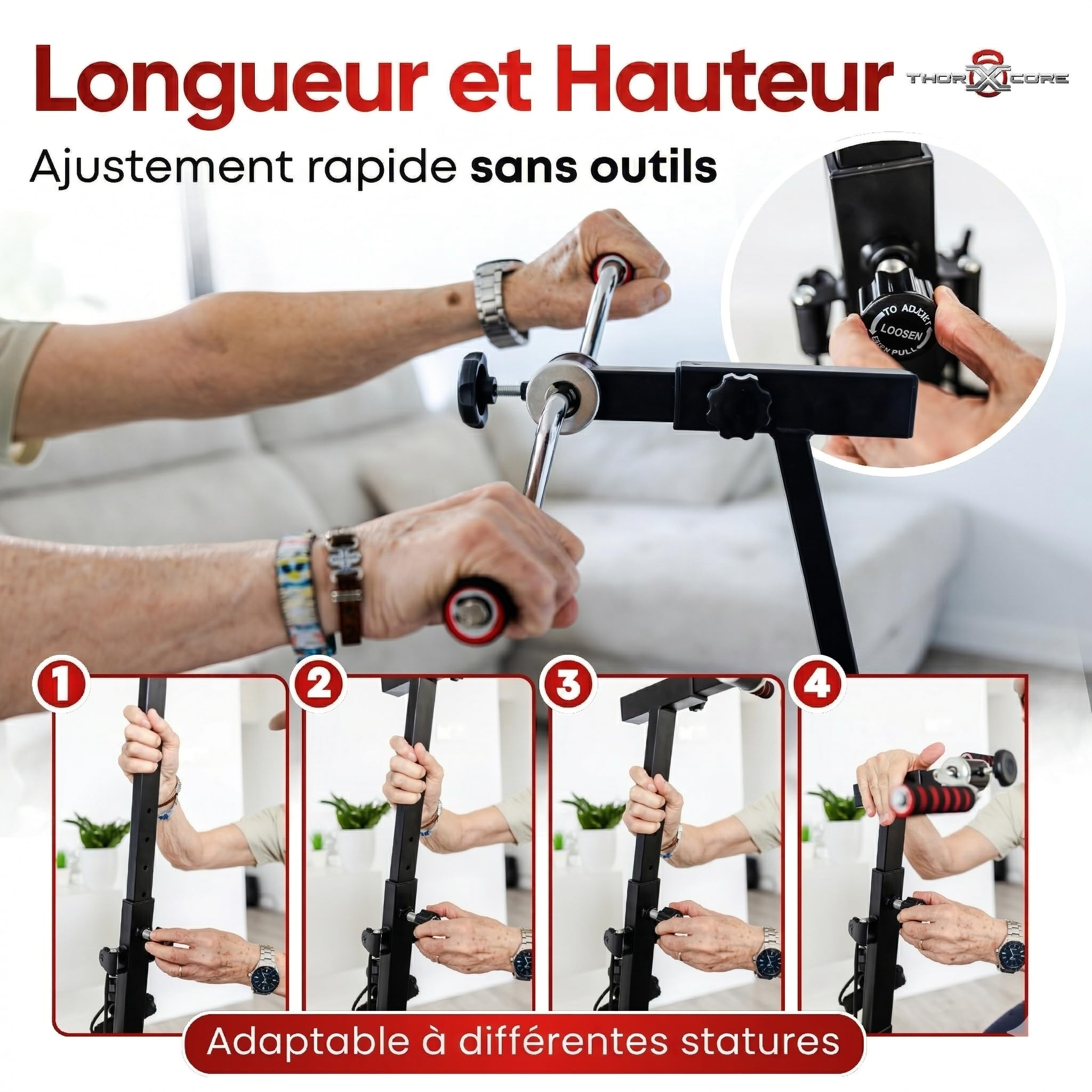 pedalier d Appartement Senior, Mini vélo Appartement 2 en 1 Bras et Jambes avec résistance et Hauteur réglables – pédalier Bureau pour Exercice Maison sans Impact