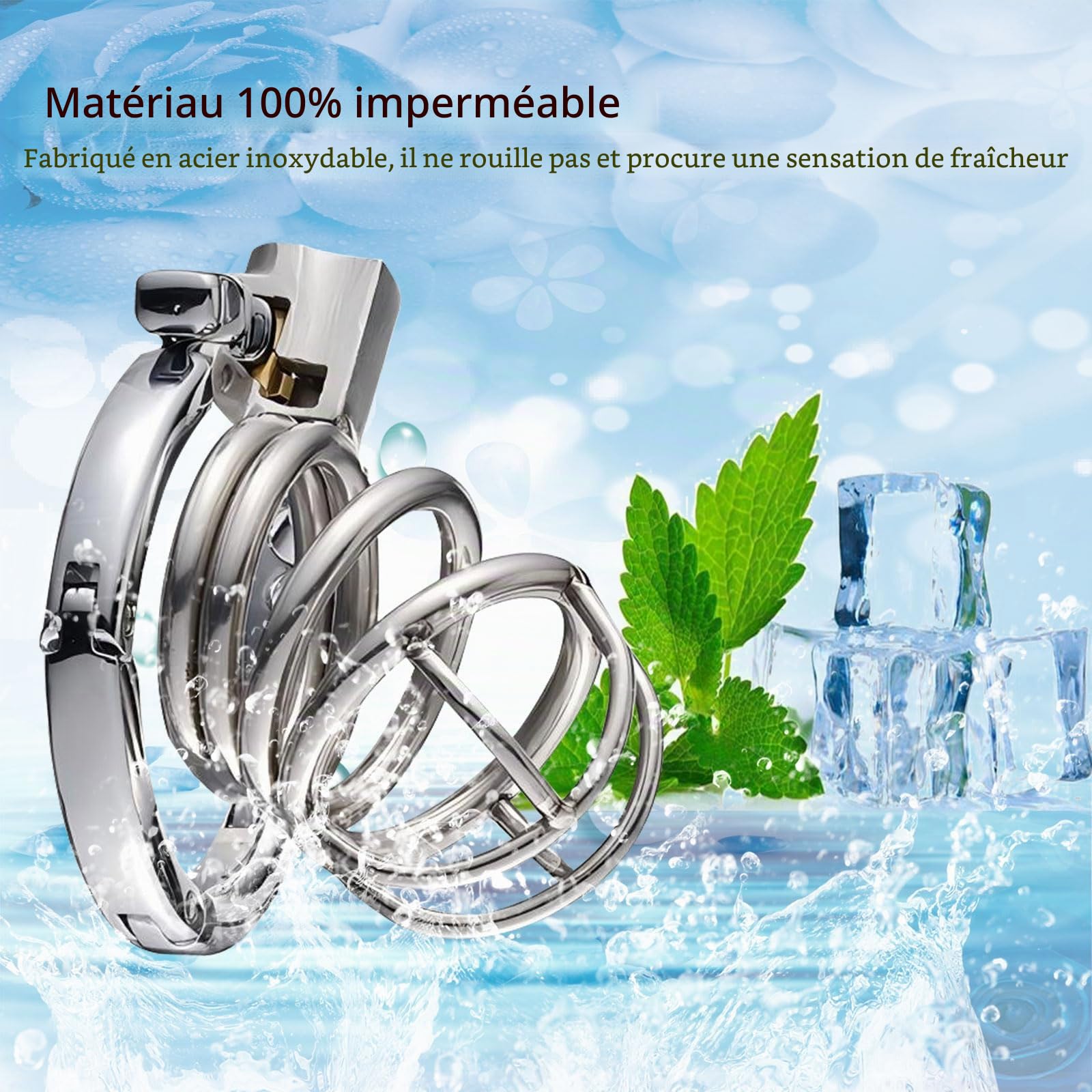 Cage de Chasteté en Métal Les Anneaux de La Cage à Pénis est Réglable en 7 Tailles (Diamètre : 42 mm ~ 62.5 mm) Chastity Cage pour Les Jouets Sexuels Masculins pour L'attachement du Pénis (Fretwork)