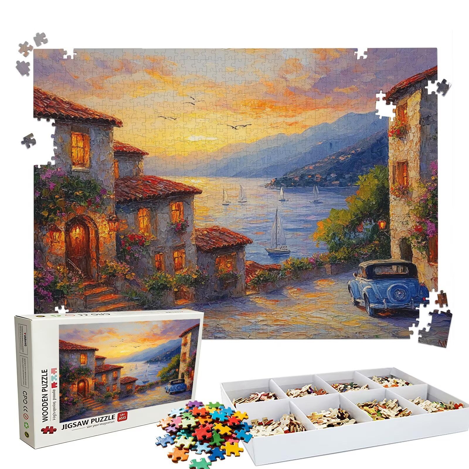 Puzzle 4000 Pezzi mare auto, Puzzle 4000 Pièces Challenge Impossible, Puzzles 141.5x87.5 cm Taglia Grande Adulti, Giochi Educativo per Famiglie, Regalo Puzzles Classici, Decorazioni Casa W3H-740