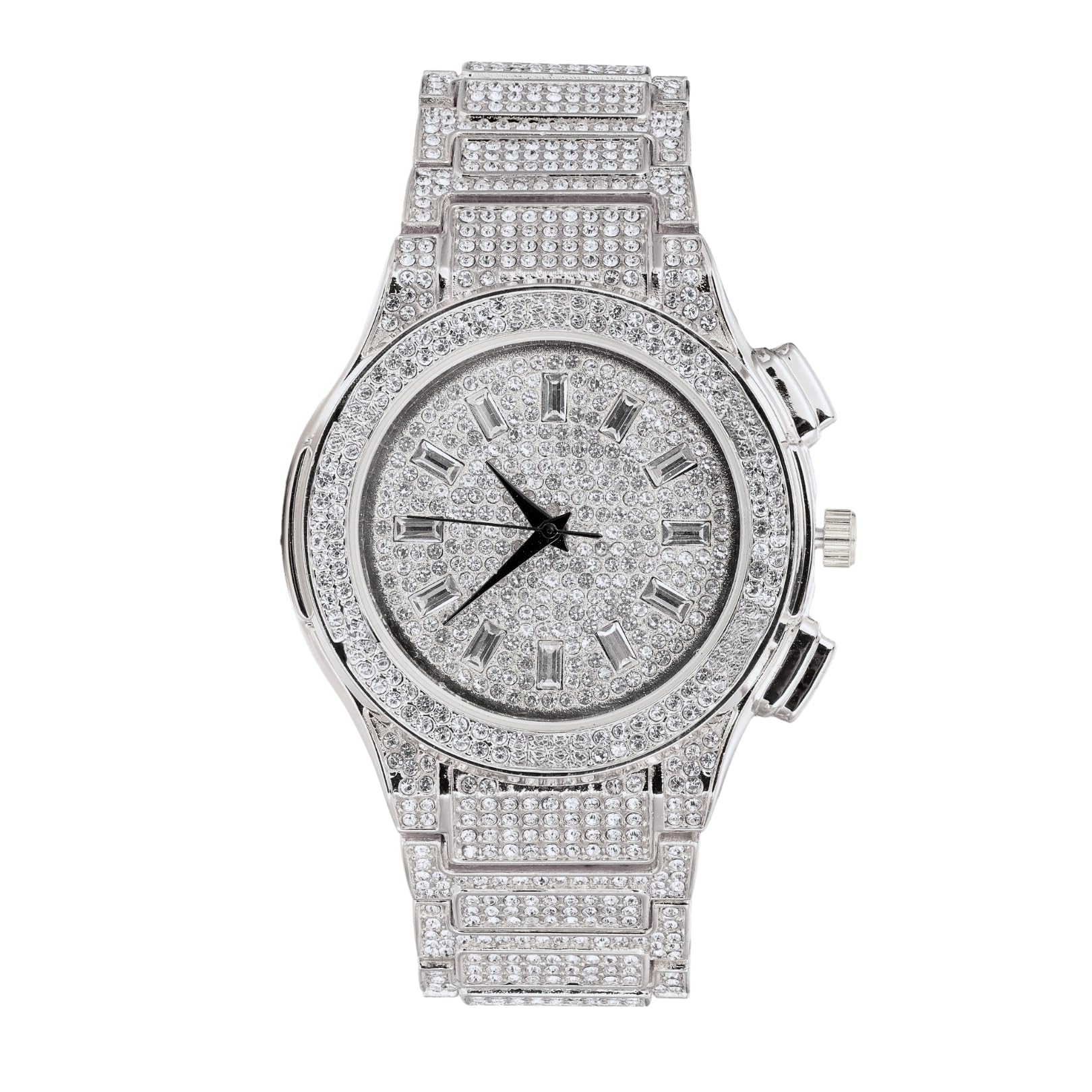 HALUKAKAH Reloj con Diamantes Moissanite para Hombre - Regal - Chapado en Oro Real 18K/Oro Blanco Platino,Esfera Redonda Grande con Números Romanos,Correa de 21,5cm - Caja de Regalo Incluida