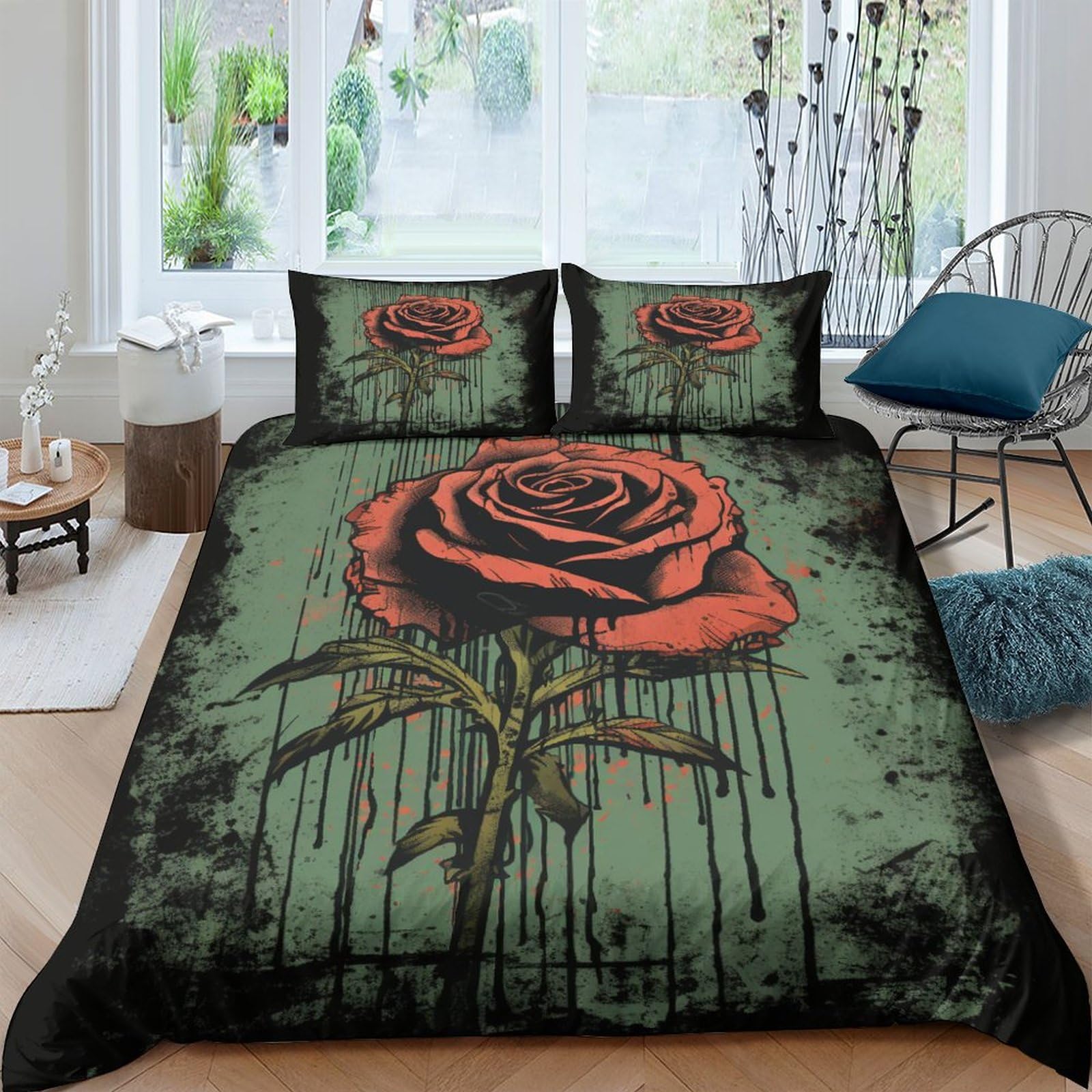 Housses de couettes roses anciennes lit double 200x200 parure de lit style vieilli 3d