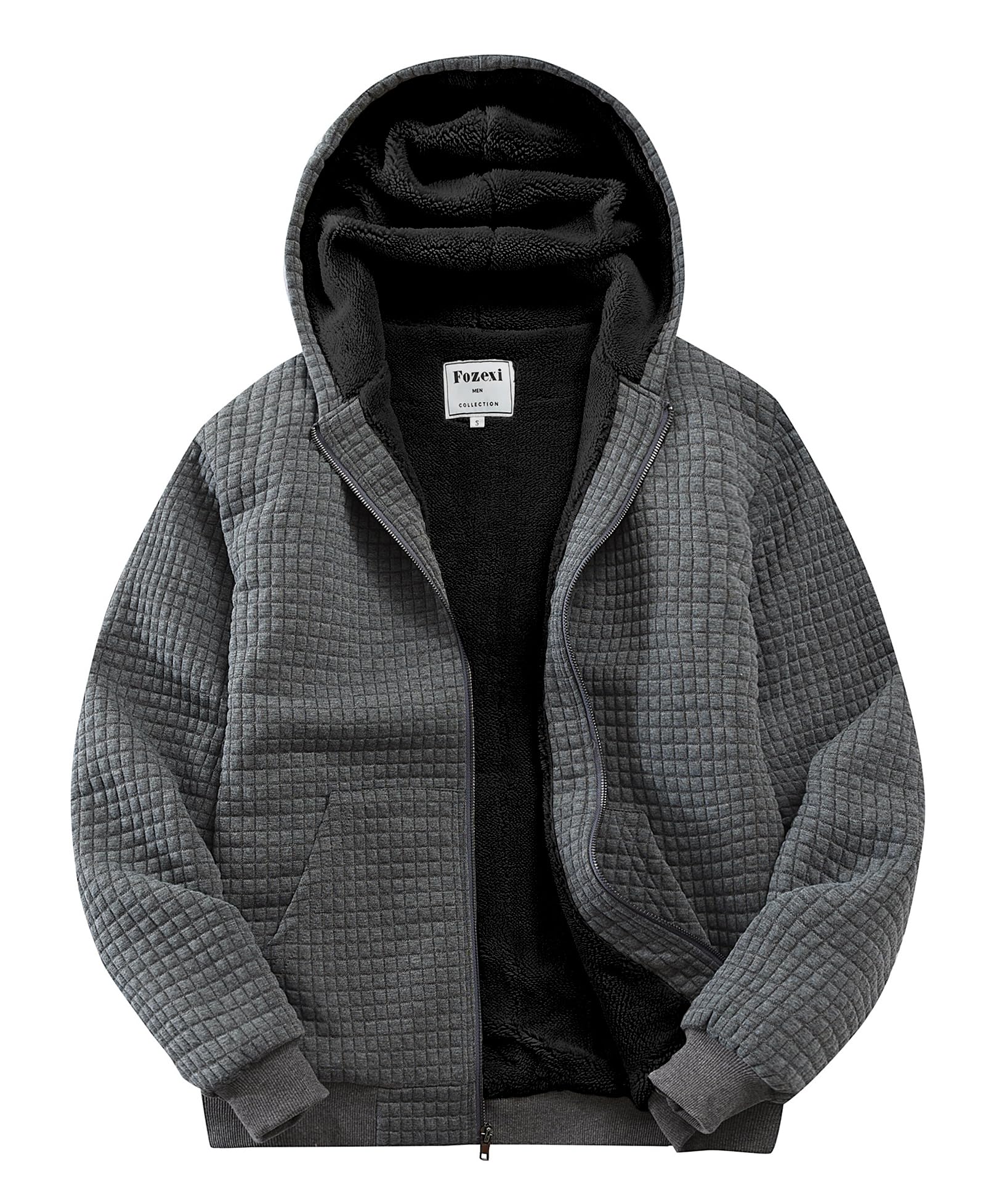 Heavyweight Full Zip Fleece Hoodie Sweatshirt Jacket Hooded for Men