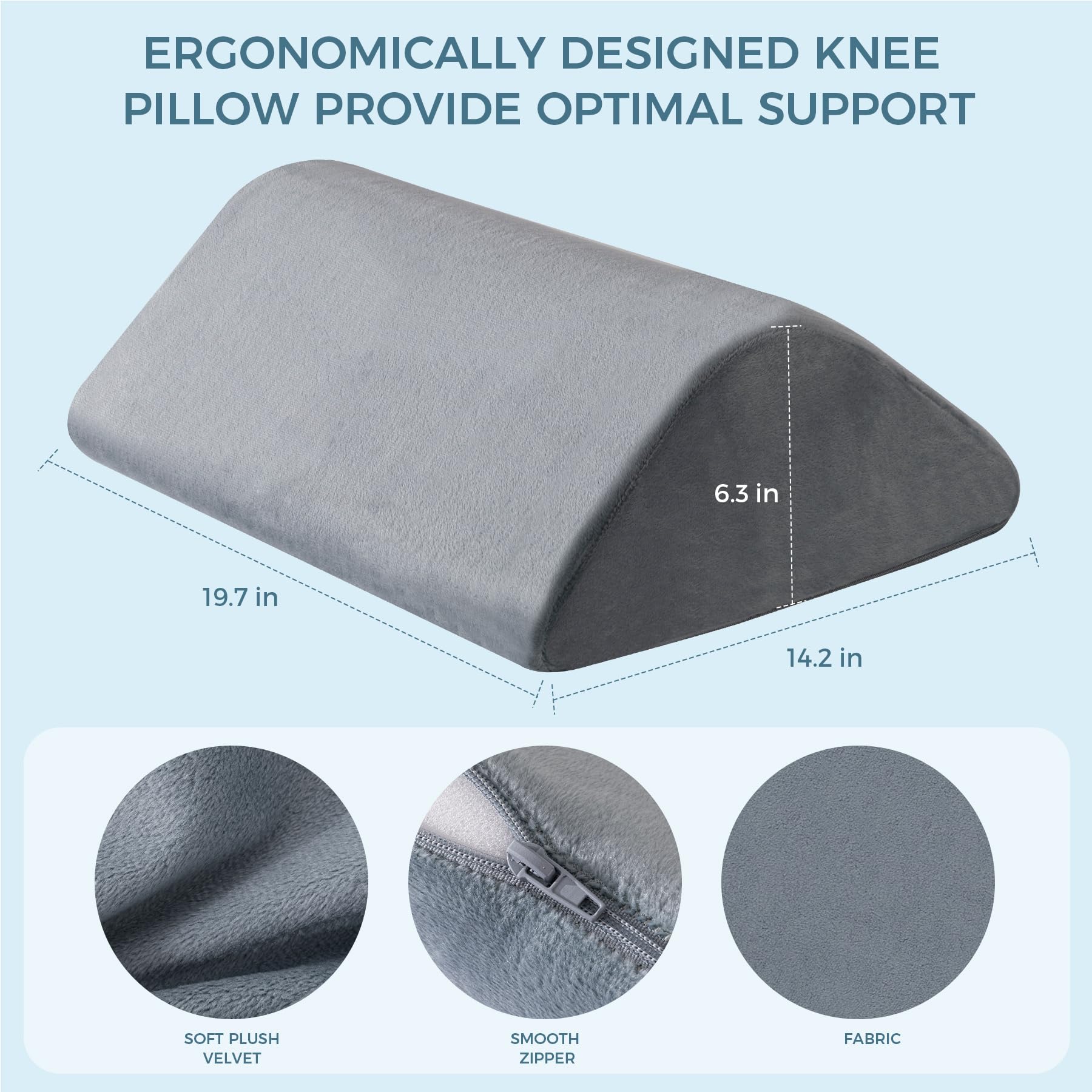 Almohada de cuña de rodilla de 6.3 pulgadas para recuperación postoperatoria, soporte de elevación de piernas para posición de sueño, alivia el dolor de espalda baja y cadera, mejora la circulación en