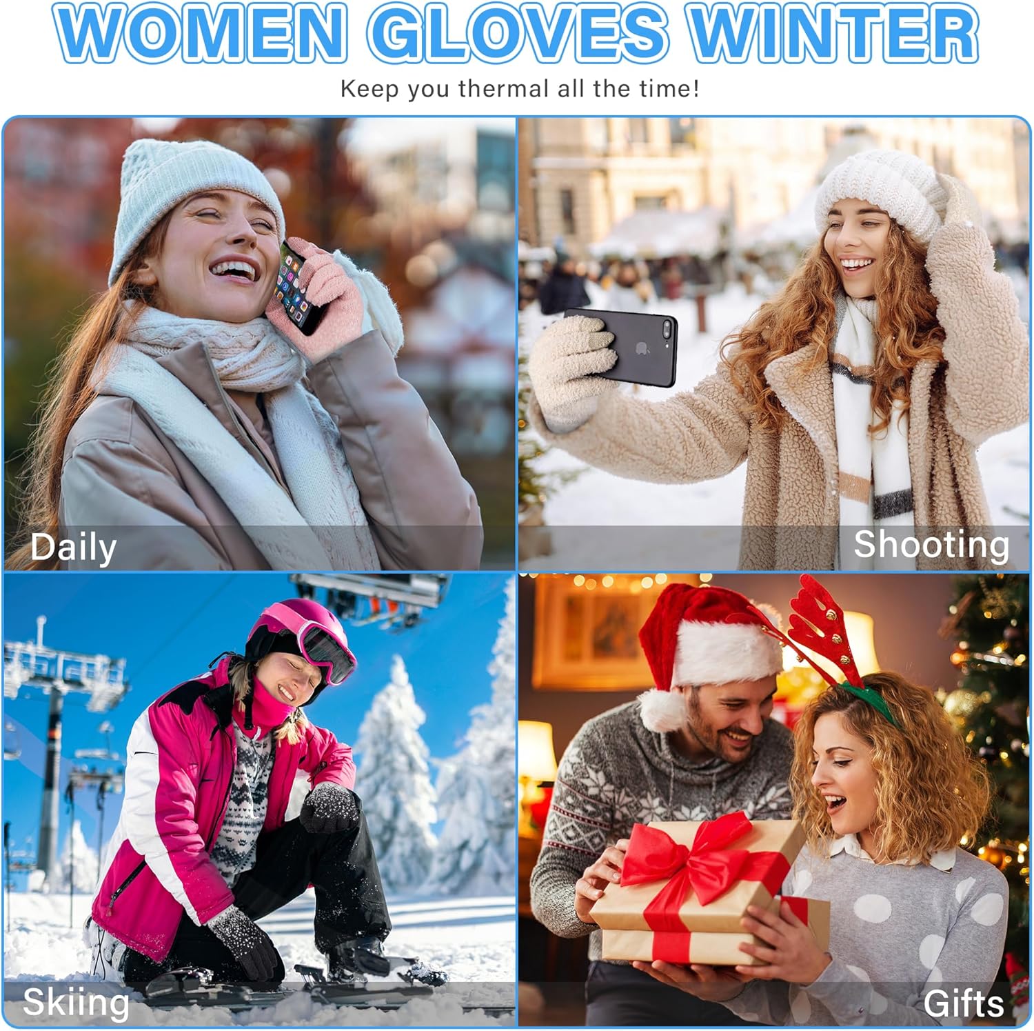 FZ FANTASTIC ZONE Womens Winter Warm Touchscreen Gloves Knit Working Texting Thermal Gloves for Women Cold Weather Gifts - Image 5
