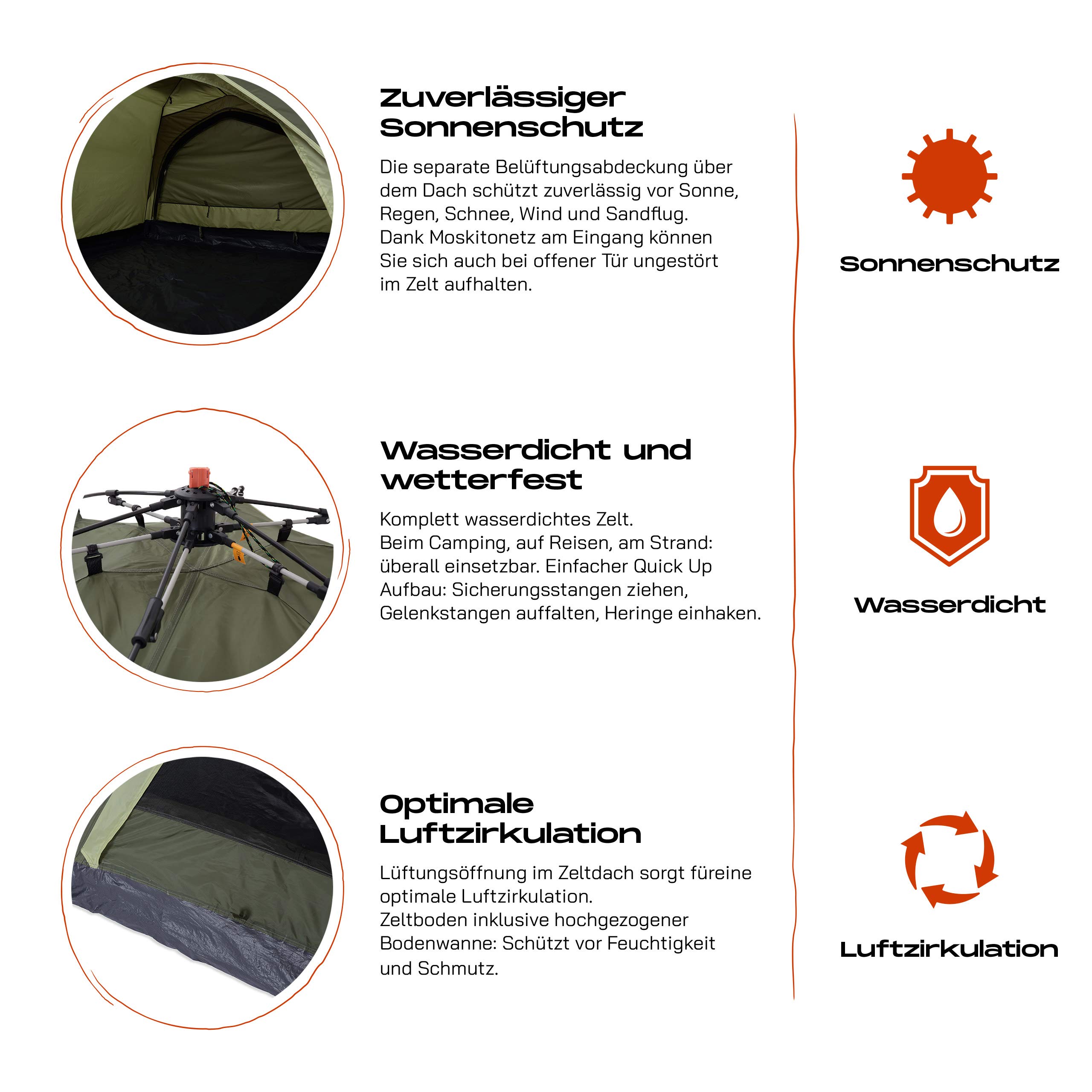 Lumaland Tenda da Campeggio | Tenda Pop Up Leggera | Tenda a Cupola per 2-3 Persone | Tenda Igloo per Trekking e Festival | Impermeabile 210x190x110cm | con 1 e 2 ingressi