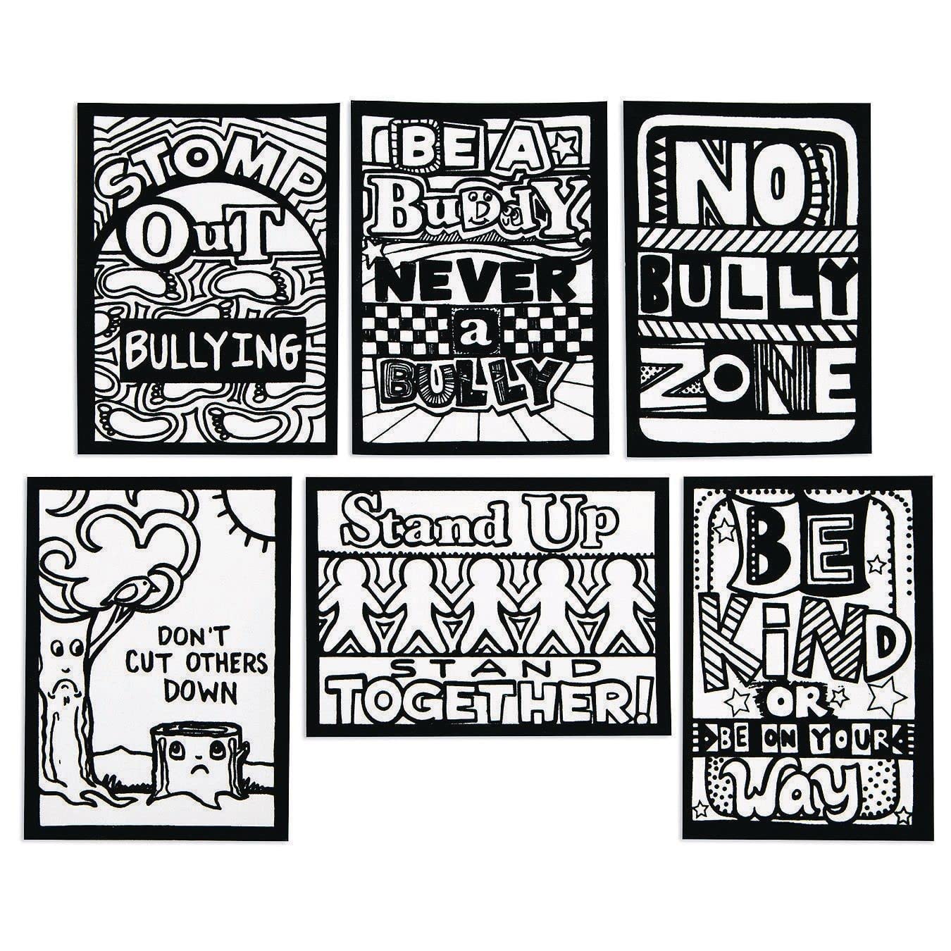 S&S Worldwide Anti-Bully & Kindness Velvet Art Mini Posters,Black, 5 IN X 7 IN