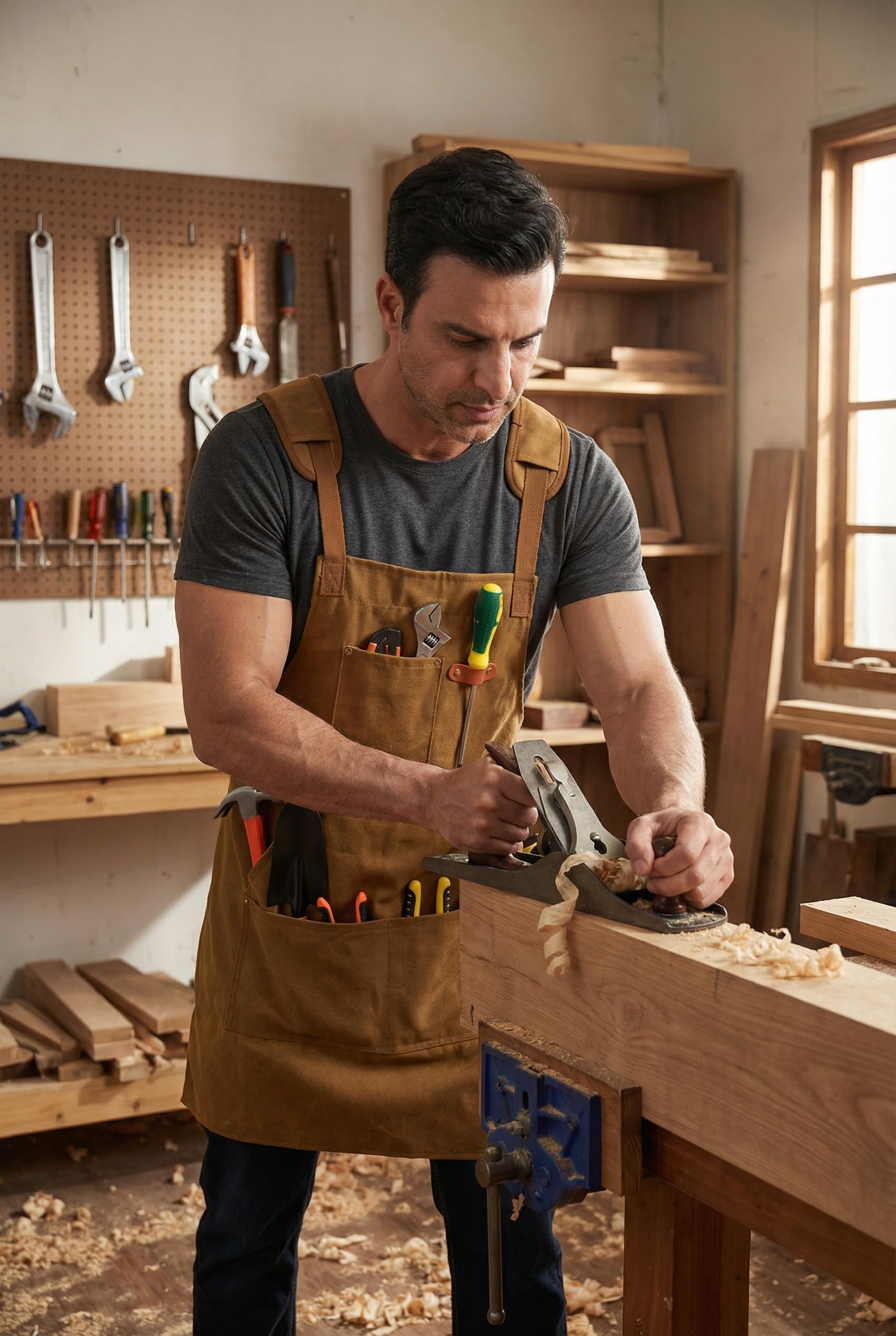 Nanxson Thick Canvas Tool Apron for Men with Padded Shoulders, Brown - Image 6