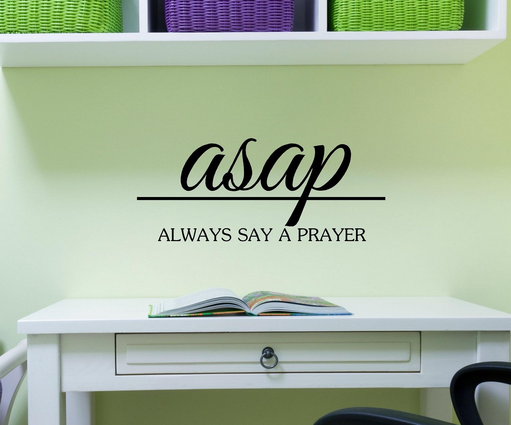 ASAP Always say a prayer 22x11 Inches Symbol Matte Black Vinyl Silhouette Keypad Track Pad Decal Window Wall Quotes Sayings Art Vinyl Decal