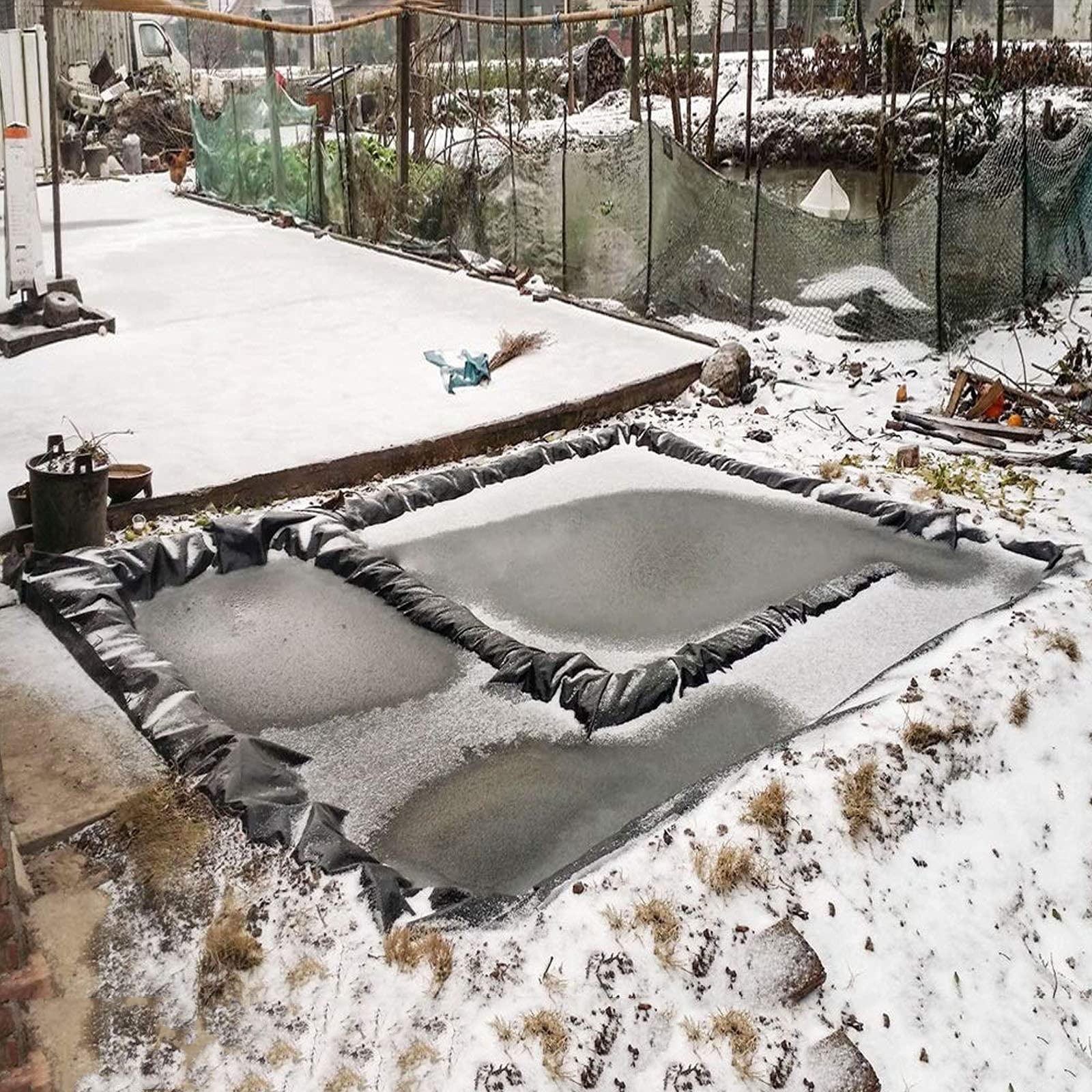 Vijver Liner Vijverfolie 3x4m 4x6m 5x8m 8x10m 10x12m, zwarte zware ondervloer afdichtingsfilm vijvermembraan tuin visvijver zeildoek voor watertuin, vochtbestendig membraan(5x6m