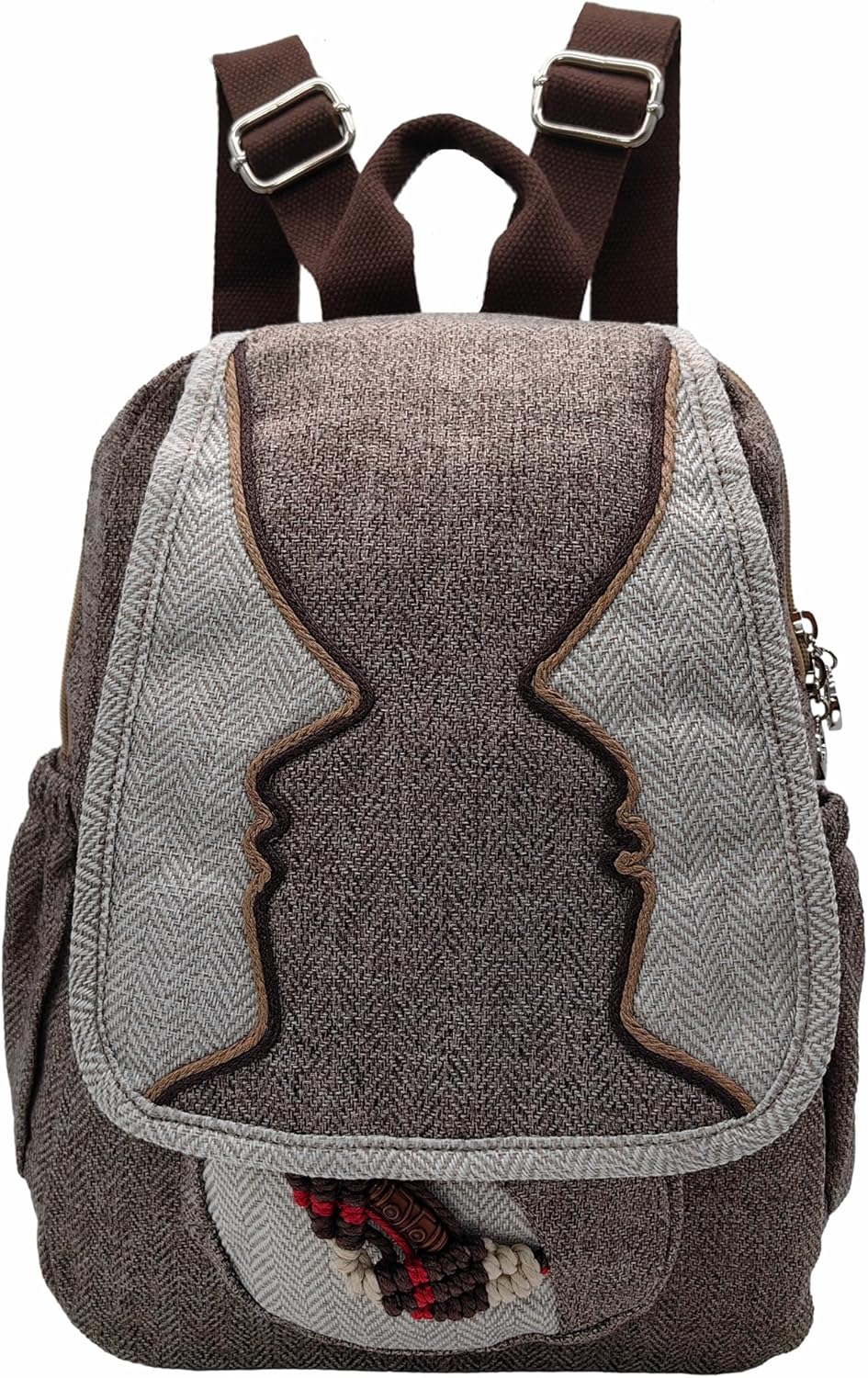 Womens Boho Cotton Hemp Cloth Backpack Boho Vintage Embroidered Casual Purse