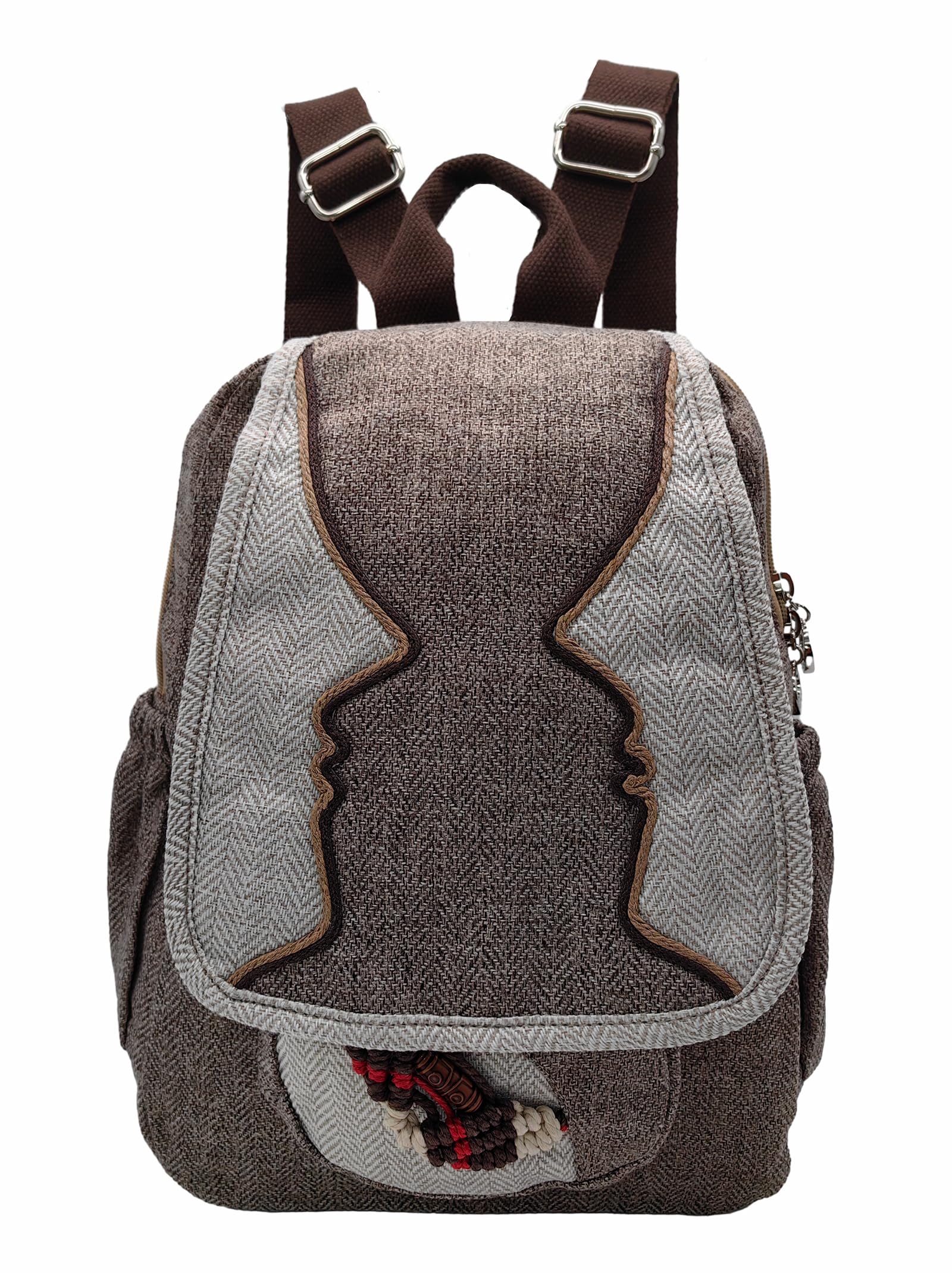 Womens Boho Cotton Hemp Cloth Backpack Boho Vintage Embroidered Casual Purse