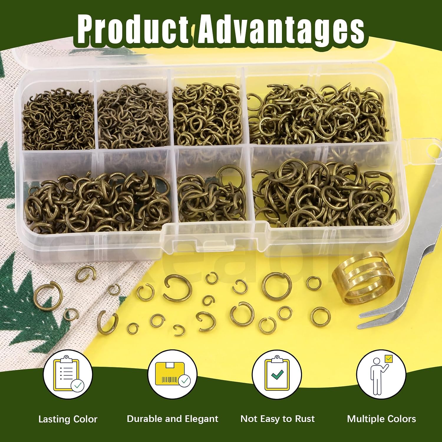 Keadic 2350Pcs Jewelry Making Tool with Jewelery Findings Kit Includes Round Ring Connectors, Beading Wires, Jewelry Pliers, Cord Ends, Lobster Clasps, Earring Hooks, Eye Screw Pin for Adult and Begin