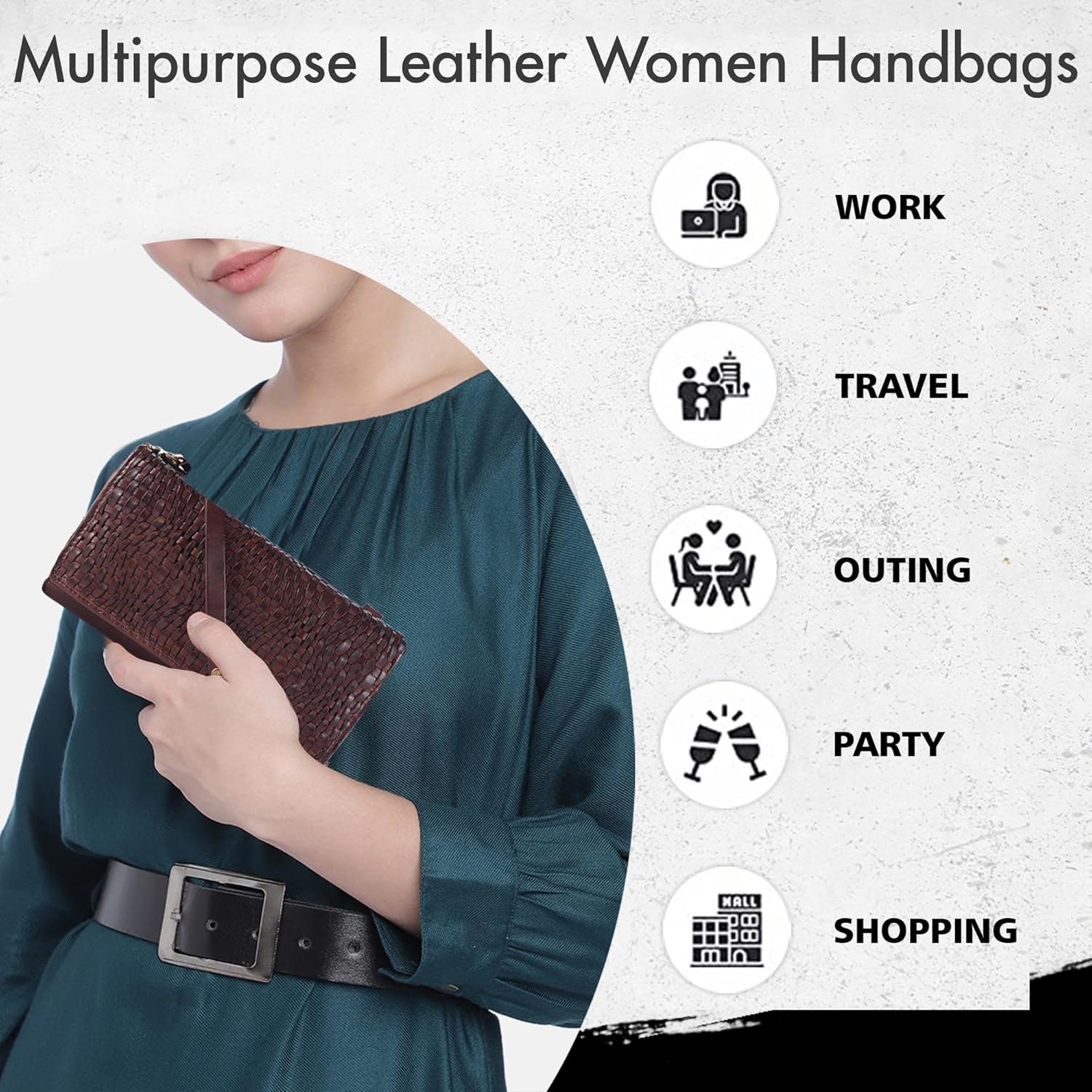 Genuine Leather Wallets for Women, Small Wallet for Ladies Zipper Coin Purse Credit Card Holder with Strap (VL-409-Brown)