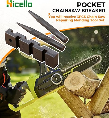 Miniatura 6 de Juego de 3 herramientas de reparación de motosierra de bolsillo, juego de herramientas de reparación de motosierra, remaches y herramienta de