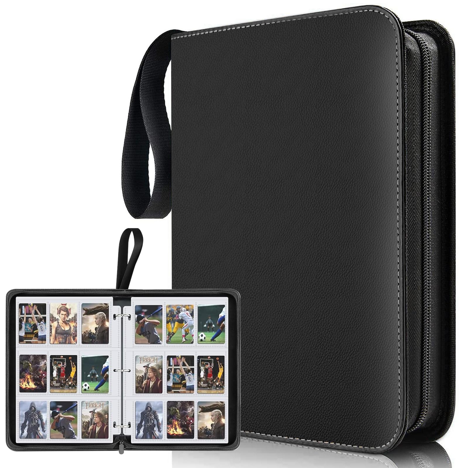 Yegyalm 9-Pocket Trading Card Binder – 900 Pocket Capacity With 50 Removable Sheets, Waterproof PU Leather, Zipper Closure
