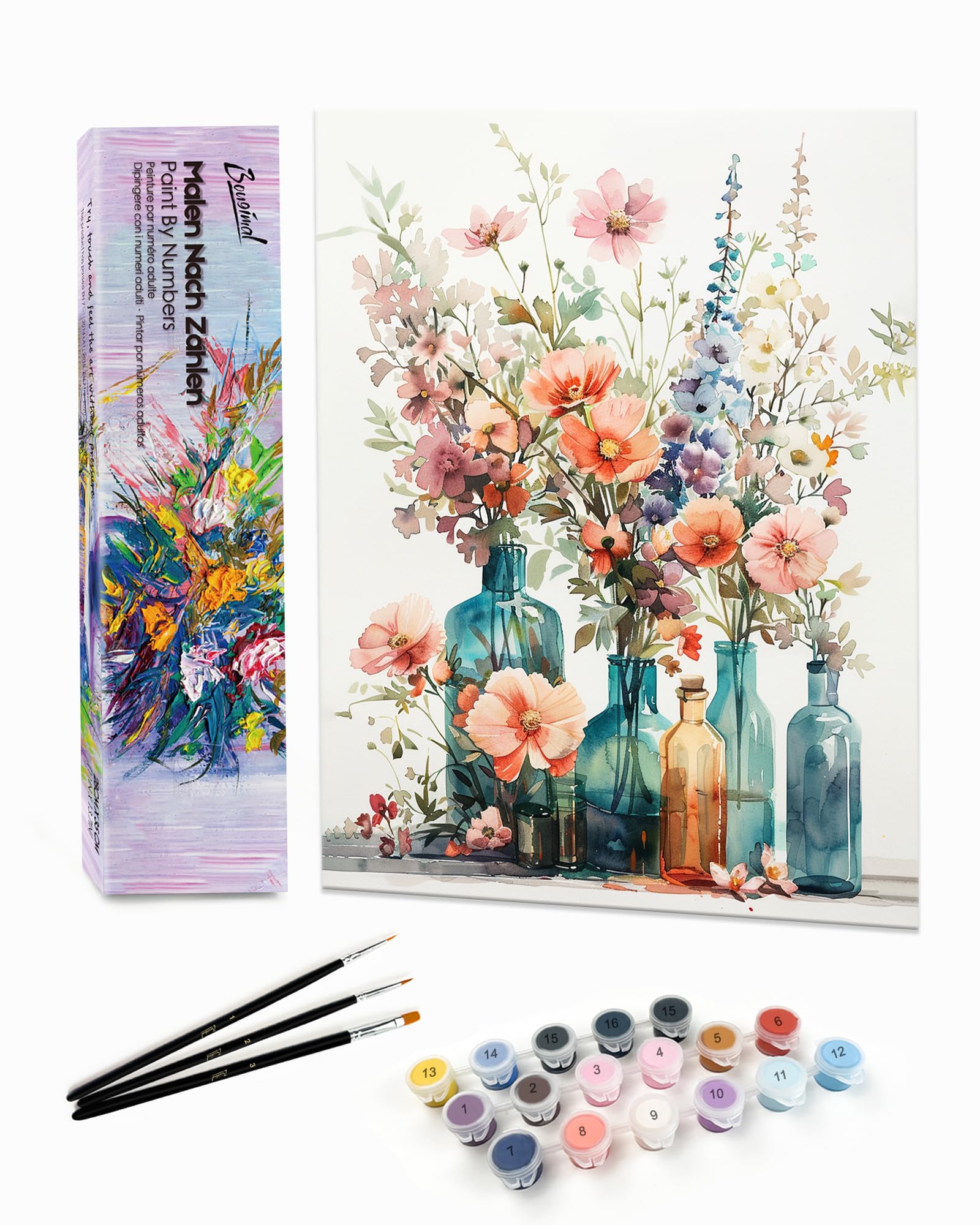 Malen Nach Zahlen Für Erwachsene – 'Weiße Feder & Blumenmädchen', 40,6 X 50,8 Cm