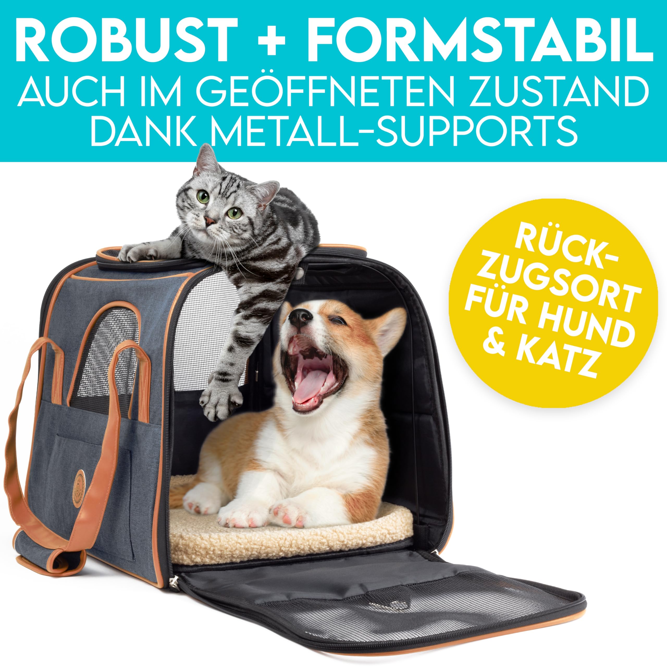 HUND IST KÖNIG Borsa per cani e gatti fino a 8 kg – Borsa per il trasporto di cani di alta qualità – Borsa per il trasporto per gatti – Pieghevole portatile per cani e gatti