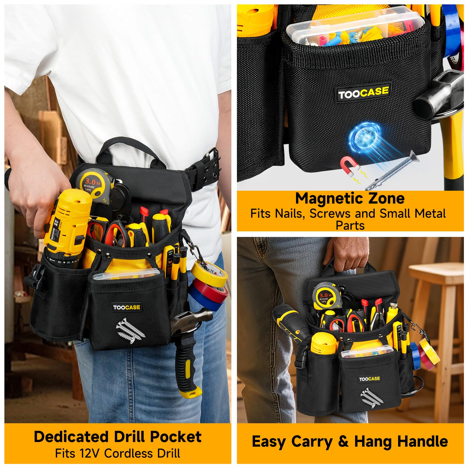 Tool Belt with 18 Pockets - Magnetic Organizer -3