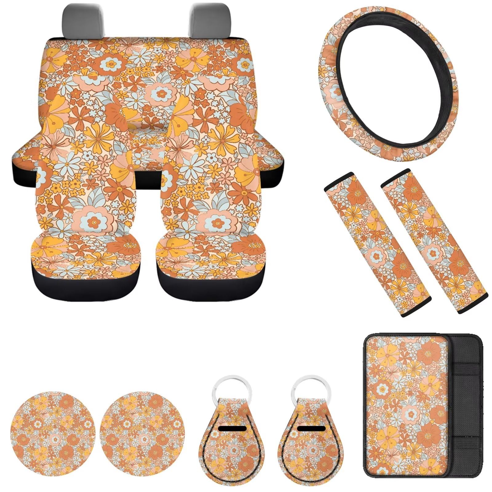 Housse siege voiture hippie fleurie pour masquer les taches - 8
