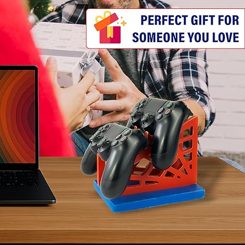 Miniatura 6 de Regalo de jugador para hombres, adolescentes y niños, organizador de controlador de madera con soporte para auriculares y soporte para controlador