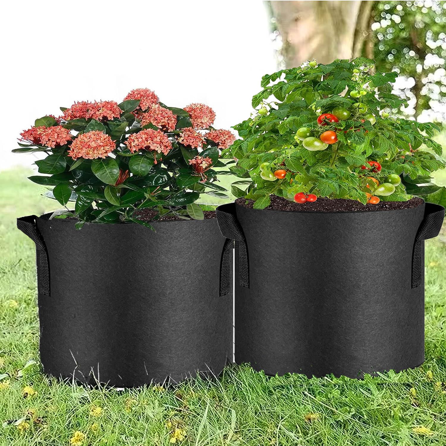 Paquete de 12 bolsas de cultivo de 10 galones, macetas de tela para jardinería, bolsas de plantación gruesas de 300 g