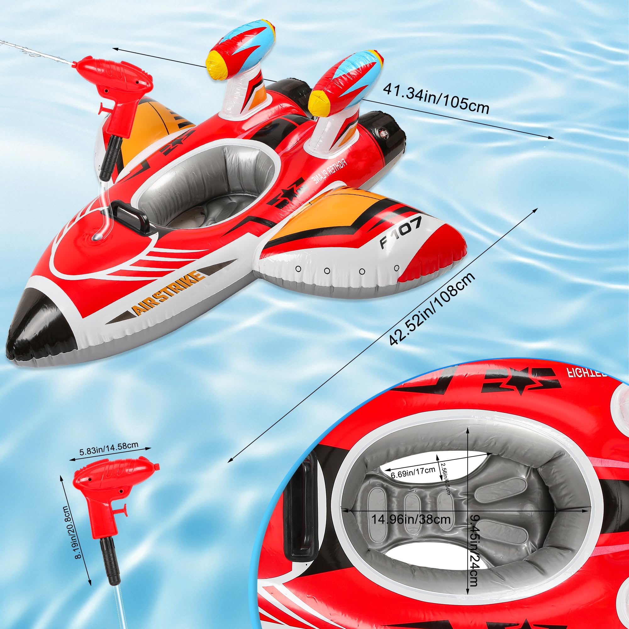 Schwimmring Baby mit Wasserpistole Schwimmring Kinder 3-6 Jahre Aufblasbarer Pool Schwimmsitz Baby Schwimmhilfe mit Griff Pool Spielzeug für Kleinkind Sommer Wasser Spiele