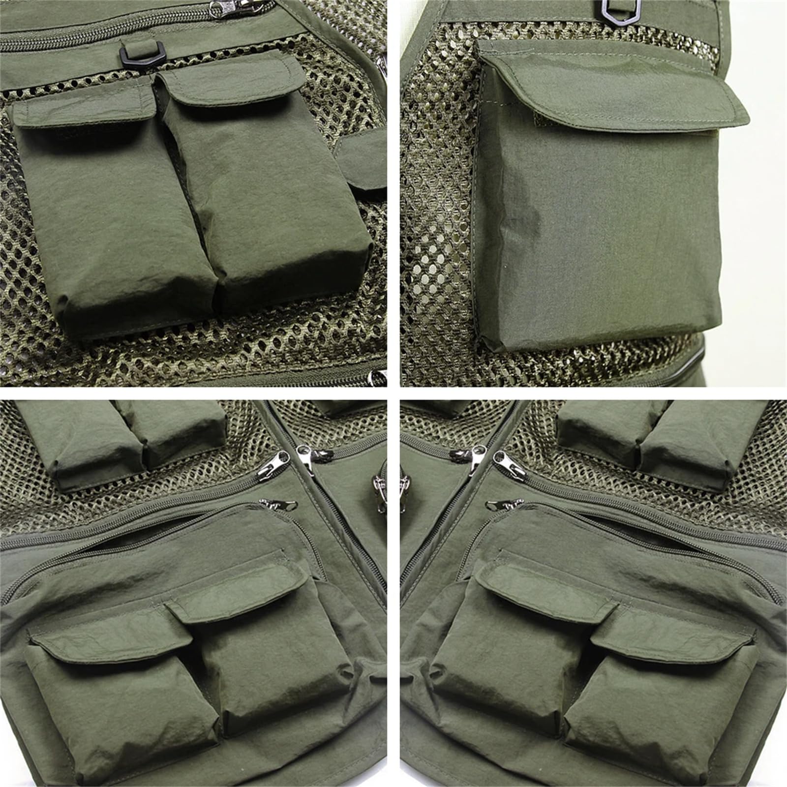 Gilet da Pesca da Uomo Gilet da Pesca Traspirante da Viaggio in Rete con Tasche con Cerniera Gilet da Lavoro Estivo per attività all'aperto