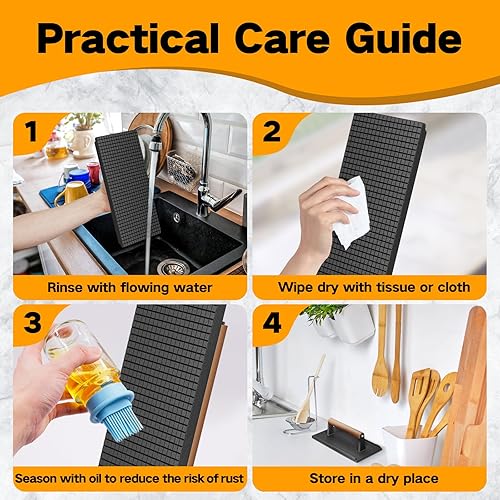 Miniatura 6 de Yoehka Prensa de parrilla de hierro fundido, 2 unidades, prensa de tocino, hamburguesaplanchachef con mango de madera, carne perfectamente a la