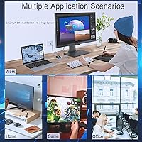 Vista 27 de Divisor Gigabit Ethernet 1 a 2 - Divisor de red con cable de alimentación USB, adaptador divisor de Internet RJ45 de alta velocidad de 1000 Mbps