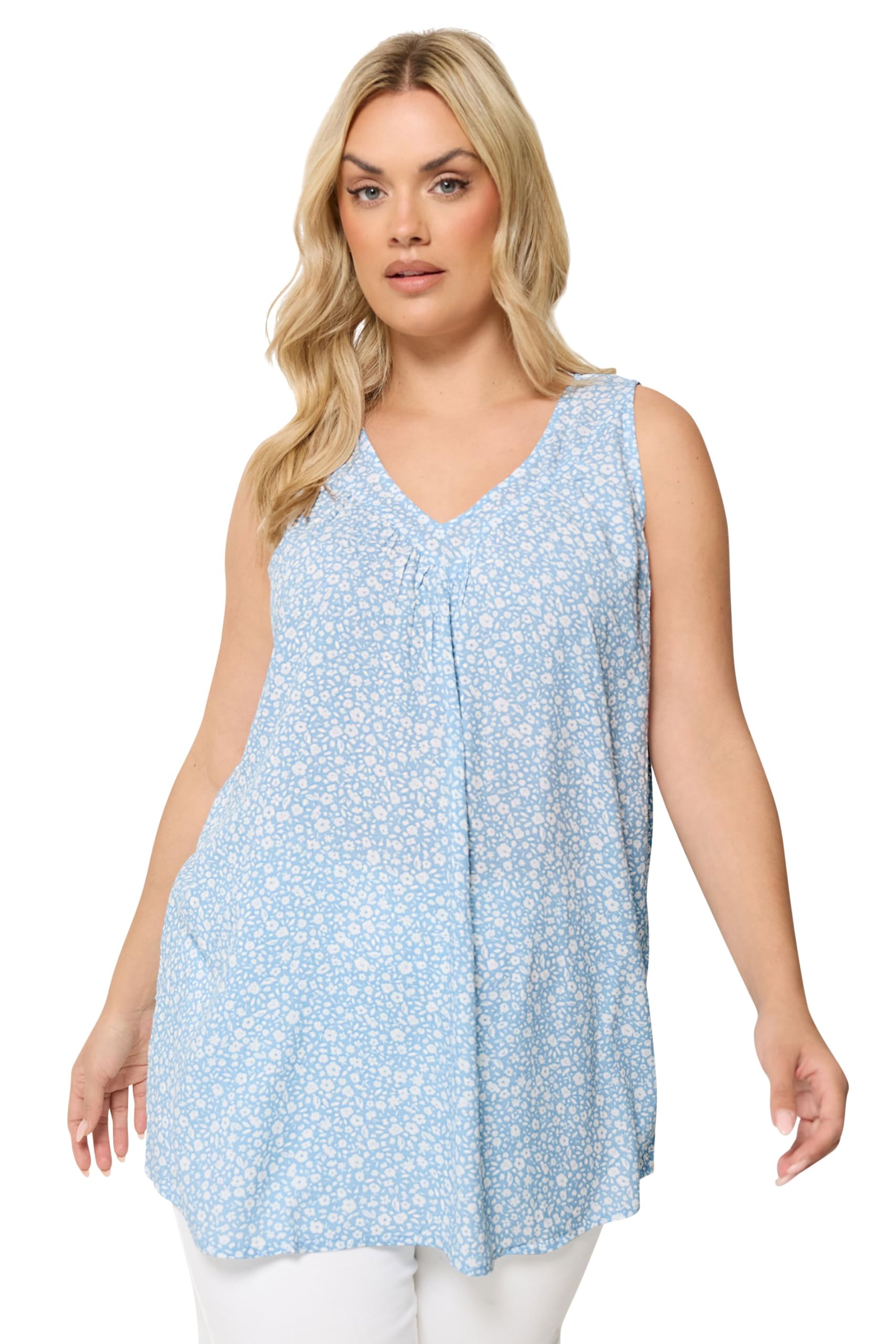 Yours Women's Baby Blue Ditsy Floral Cami Vest Top In | : 22/24