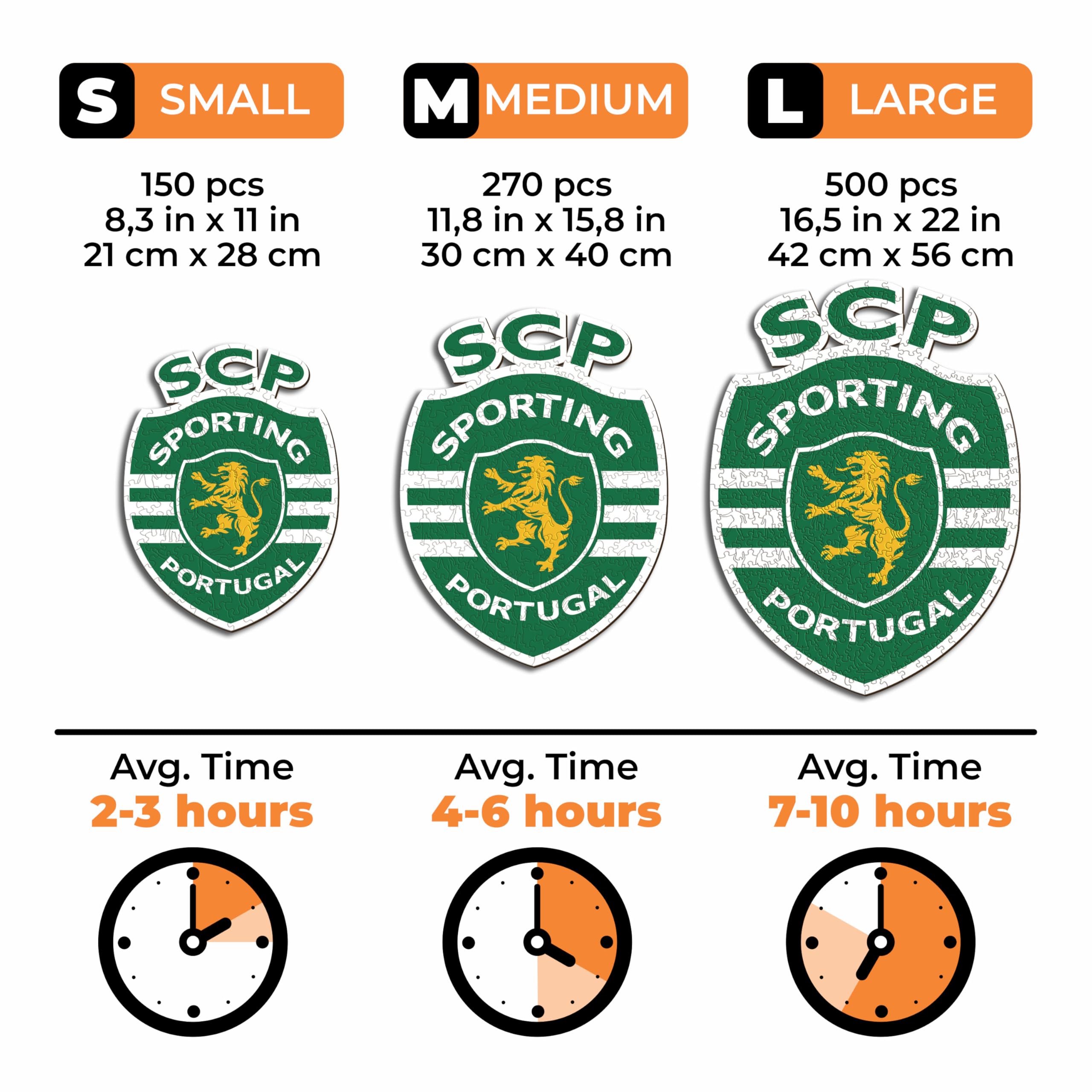 Iconic Puzzles - Sporting CP, Logo, Rompecabezas de Madera con Licencia Oficial, 100% sostenible, Regalo para Adultos y niños, Talla M, 270 Piezas