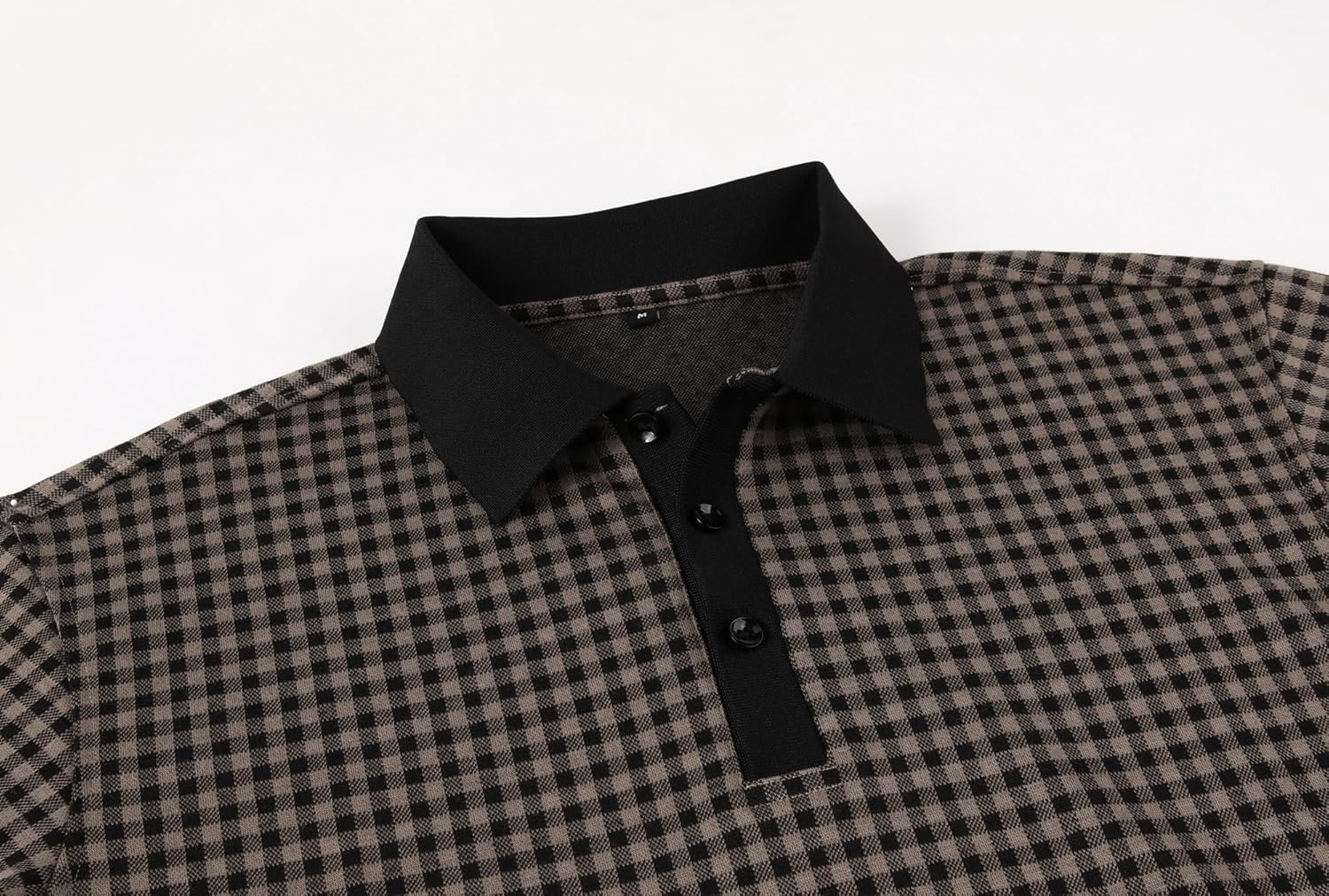 Alex Vando Mens Check Golf Shirt Contrast Rib Collar Short Sleeve Polo Shirts for Men - Image 3