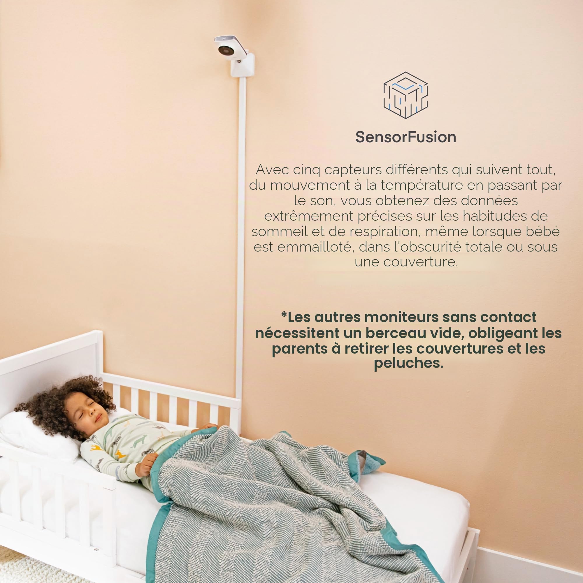 Miku Moniteur de bébé AI avec application et caméra, données de sommeil en direct, non portable | AI Live Breathing sans portable, alertes instantanées, analyse du sommeil, vidéo Wi-Fi, vision nocturne, audio bidirectionnel