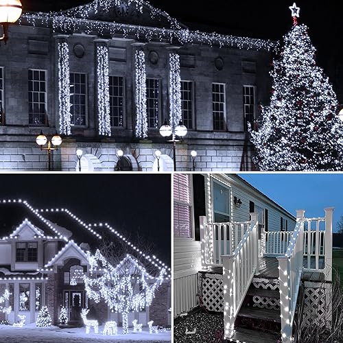 Miniatura 10 de Guirnalda de luces solares para exteriores, paquete de 2 luces solares de 80 pies, 200 luces LED solares de Navidad para exteriores, alambre de