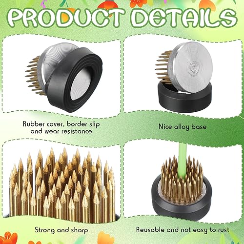 Miniatura 9 de Sliner 8 piezas de ranas de flores redondas de latón, jarrón japonés Ikebana, ranas florales, arreglos florales, herramientas fijas para arreglos