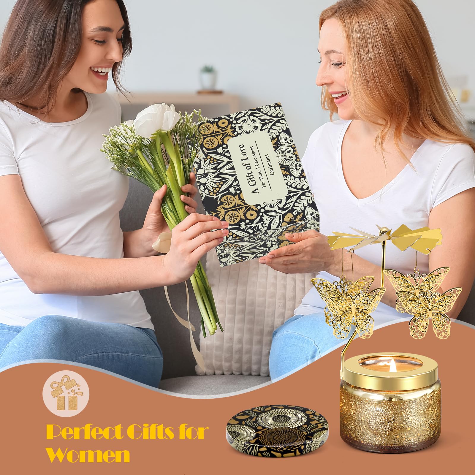 Mothers Day Gifts for Mom, Sunflower Candle Gift for Women, Funny Birthday Gift for Mum Mama, Rotating Scented Candles Presents for Friends, Sisters, Grandma, Mothers Day Gifts for Mom from Daughter: Butterfly