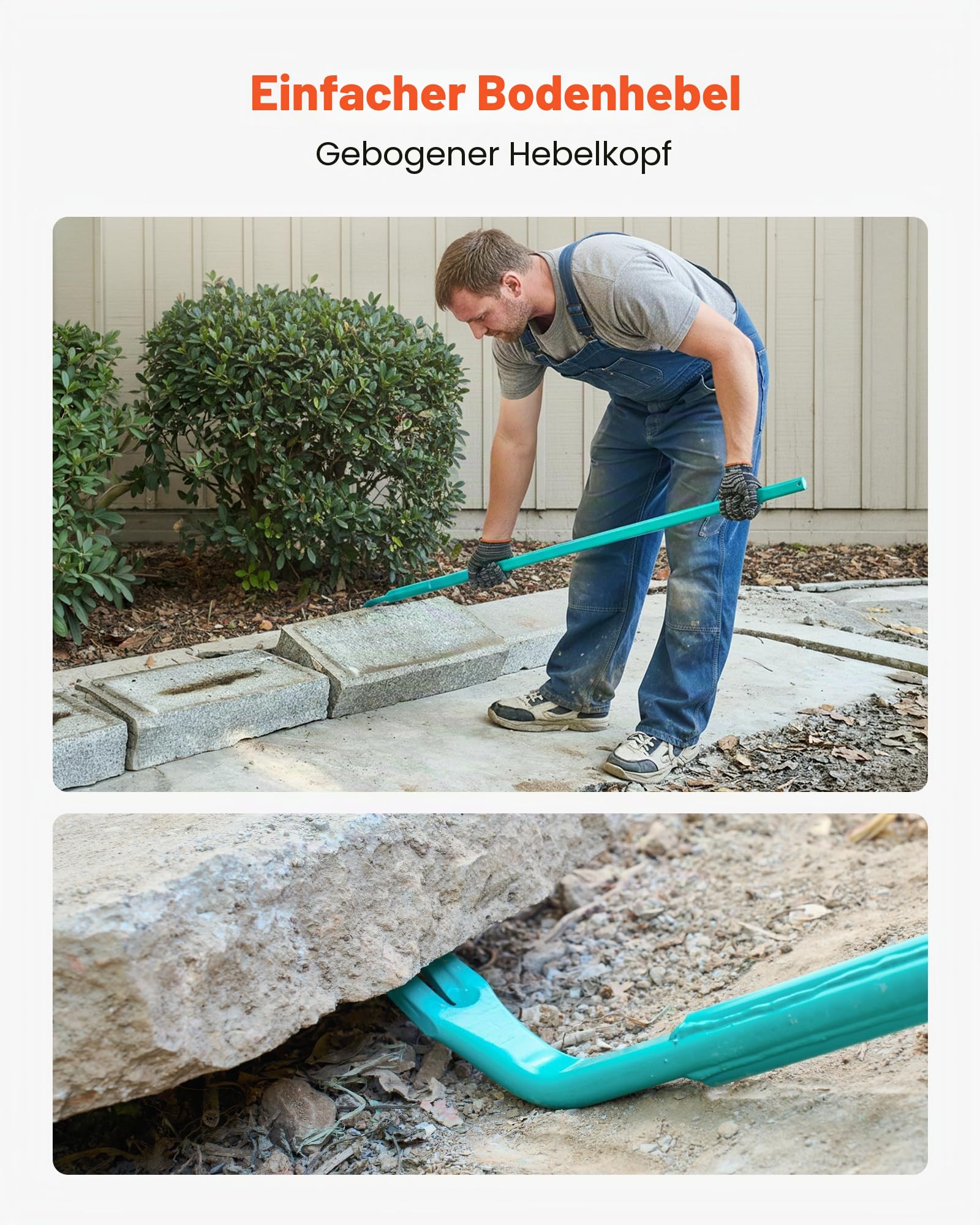 VEVOR Brecheisen, ca. 907 kg Tragkraft, 1422,4 mm Gesamtlänge, Stahl, Nageleisen für Abbrucharbeiten, Beton & Brechen, ideal für den Einsatz im Bauwesen & in der Industrie, mit optimaler Hebelwirkung