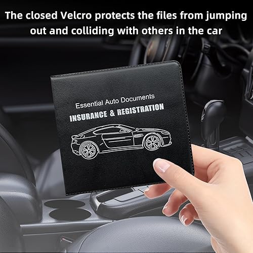 Miniatura 4 de Ziciner Soporte para Registro de Coche y Seguro, Juego de 2 Organizadores Esenciales para Tarjetas y Documentos de Auto con Cierre de Velcro,