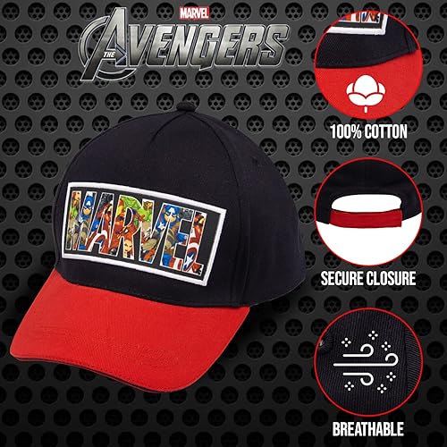 Miniatura 2 de Marvel Legends Capitán América, Ironman, Avengers, Hulk Gorra de Béisbol para Niños Sombrero de Los Vengadores para Jóvenes de 5 a 14 Años