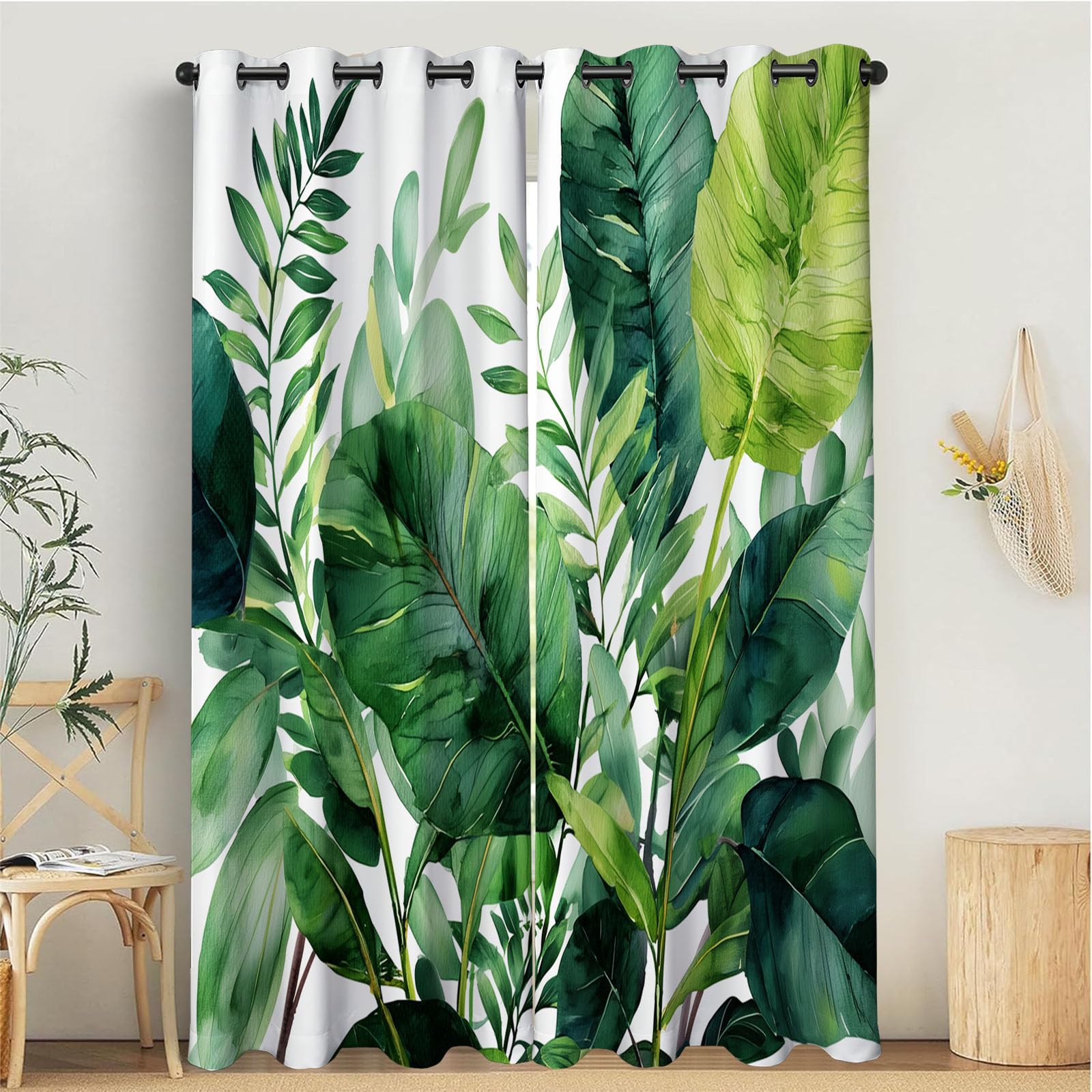 Rideaux isolants thermiques occultants 140x200 décor de chambre imprimé botanique