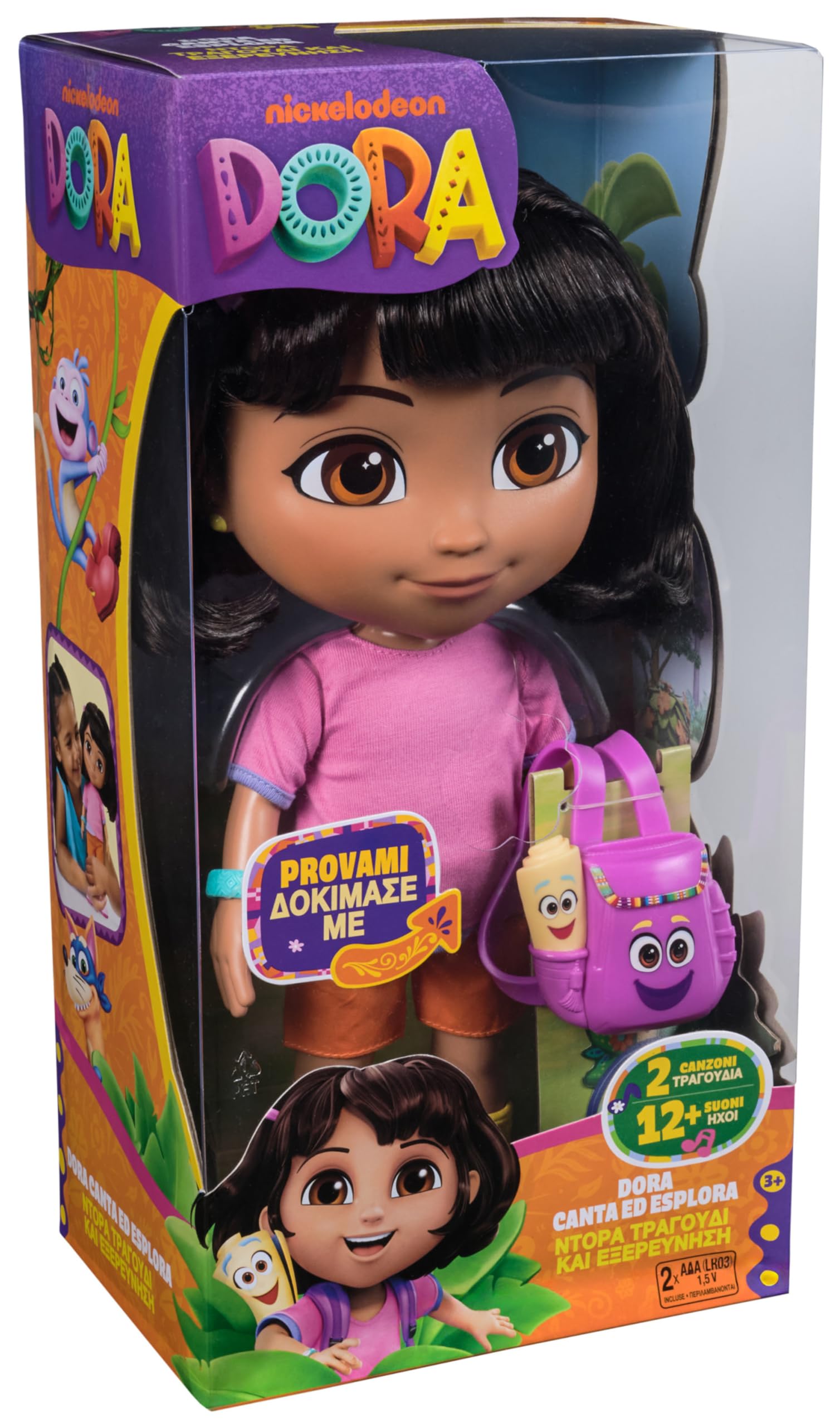 Dora l'Esploratrice, Bambola Canta ed Esplora con Musica, Effetti Sonori, Frasi Bilingue, Abiti e Accessori per Bambole, Giocattoli per Bambine e Bambini, 3+ Anni